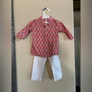 Baby boy block print kurta pajama 6-12 months